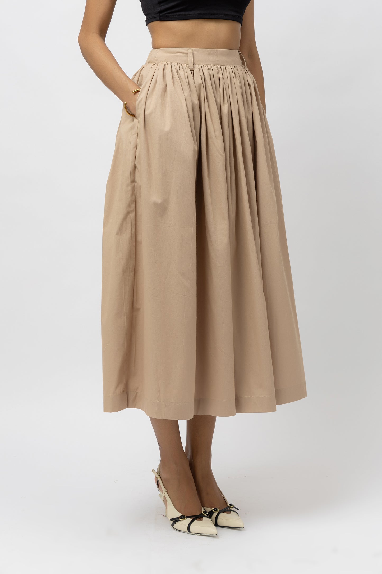 Gathered Skirt Beige