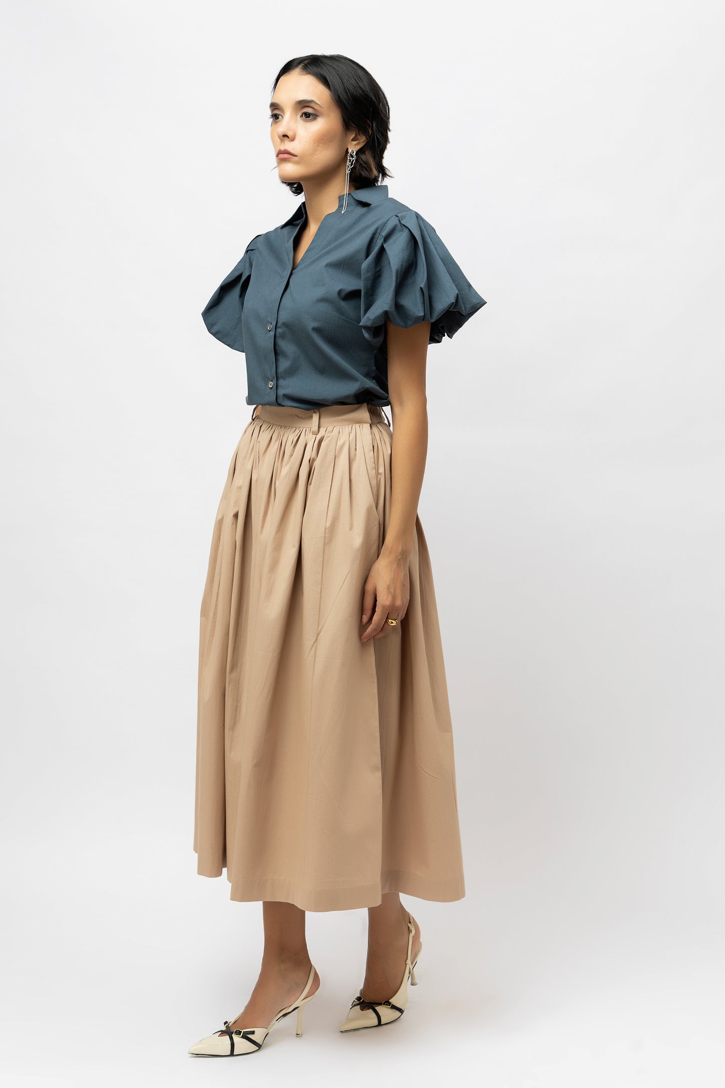 Gathered Skirt Beige