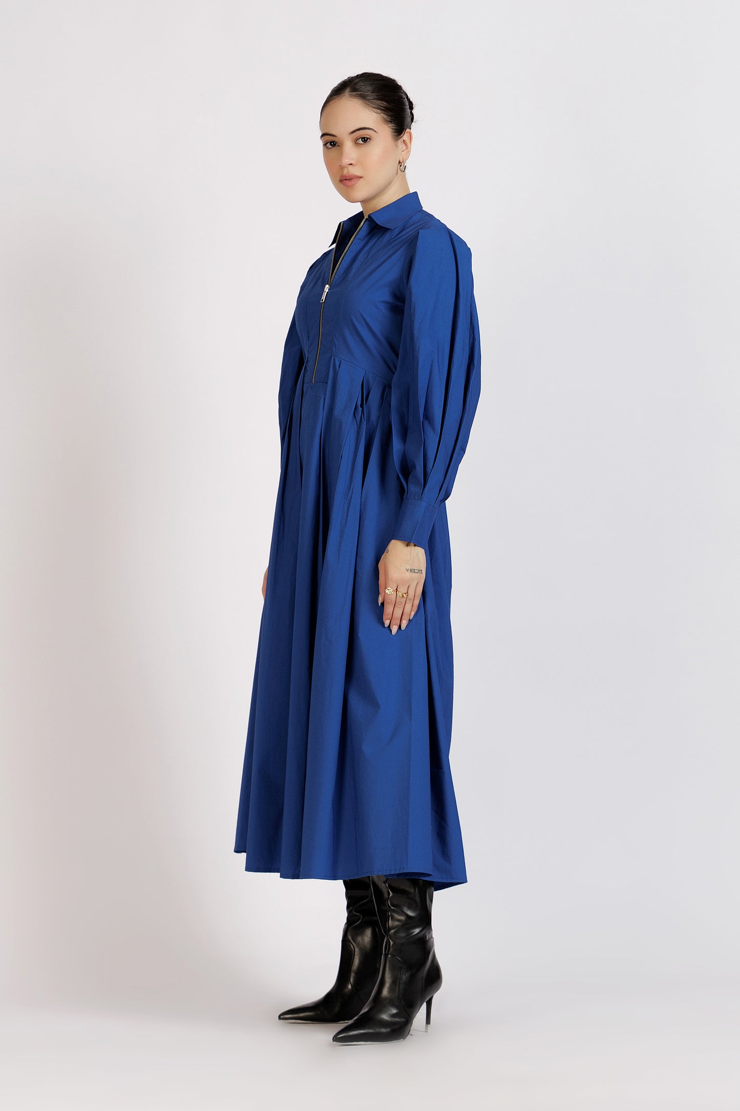 Pleated Zipper Dress