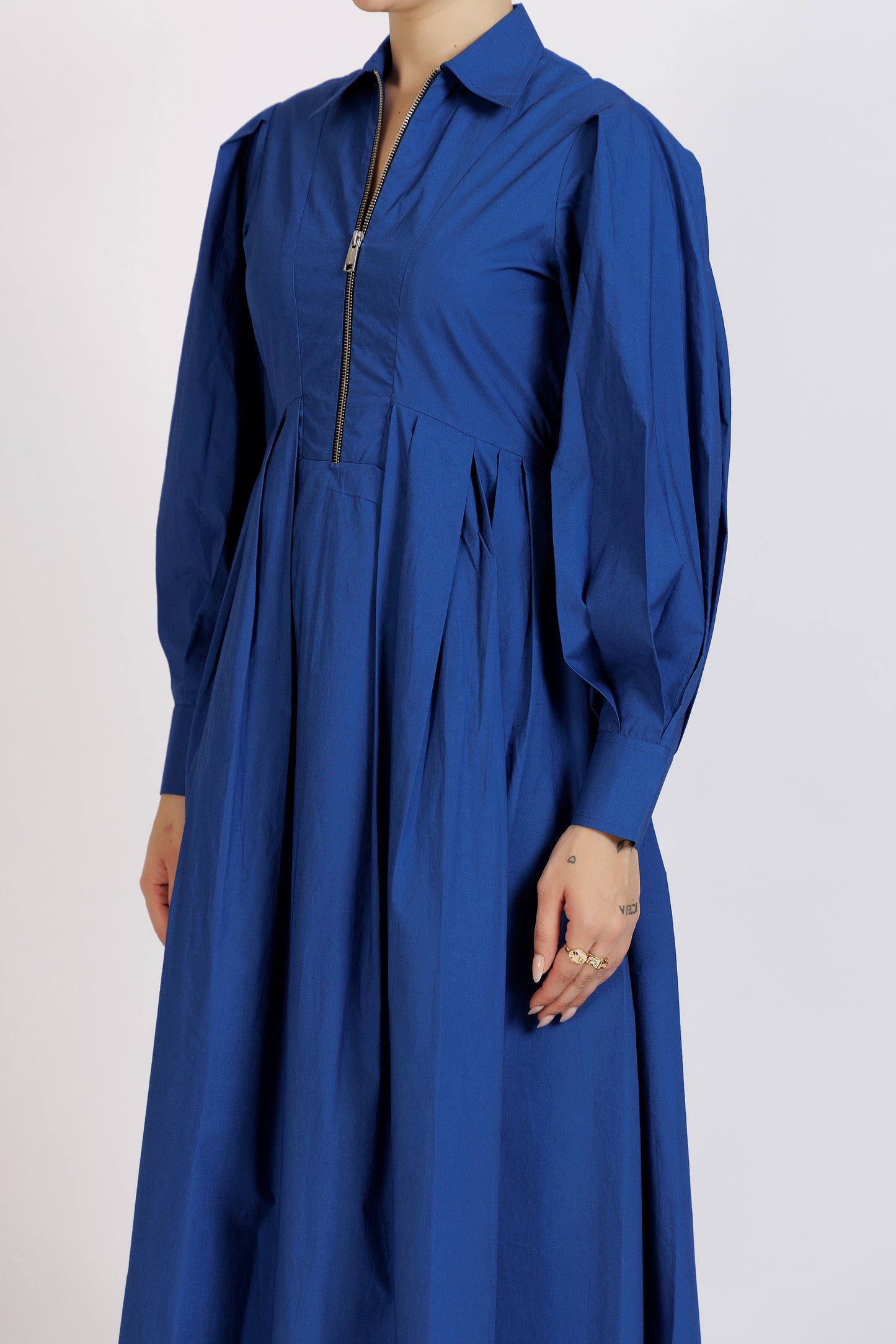 Pleated Zipper Dress