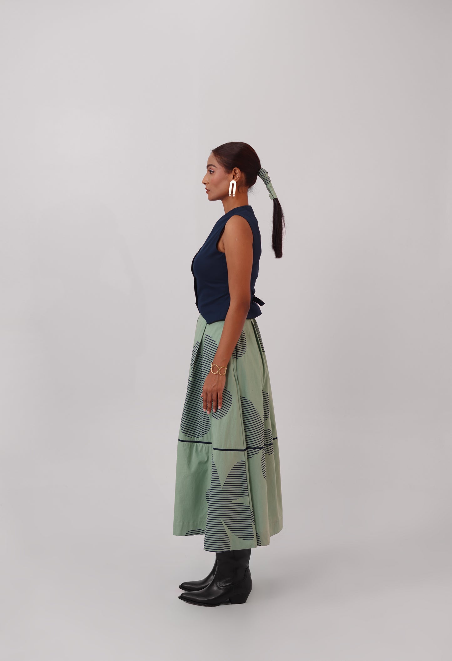 Sage Pleated Skirt Set
