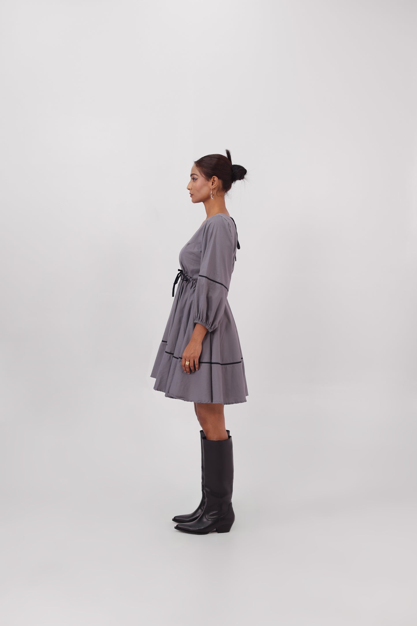 Grey V-Neck Dress