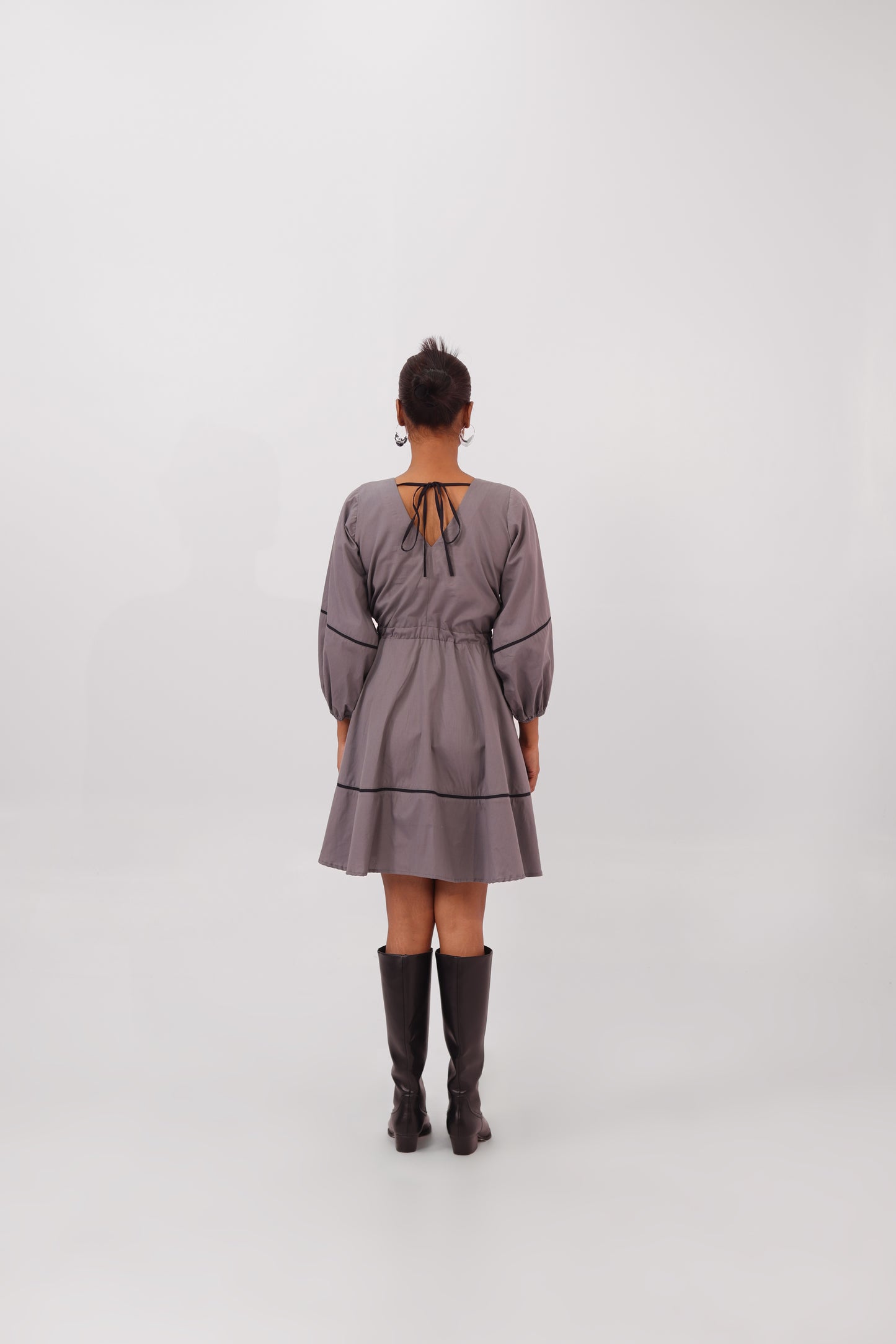 Grey V-Neck Dress