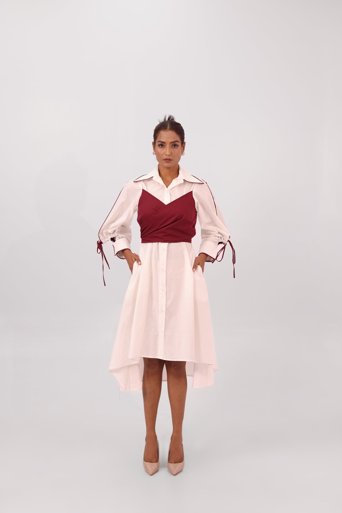 Bandeau Shirt Dress White