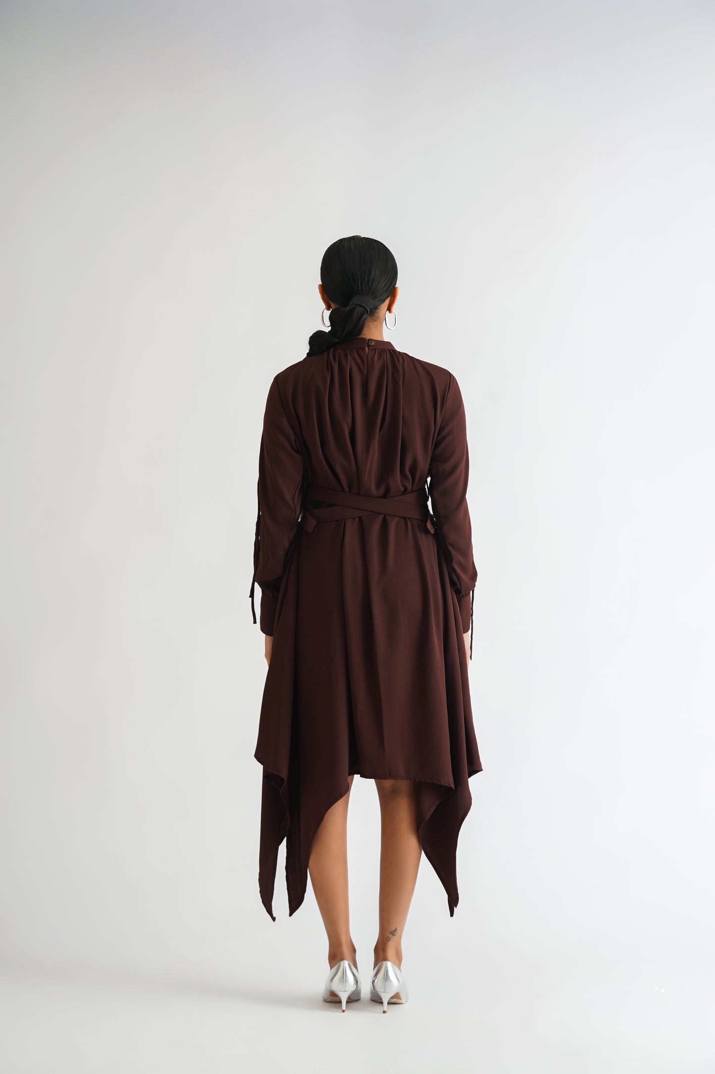 Cross Belt Dress Wine
