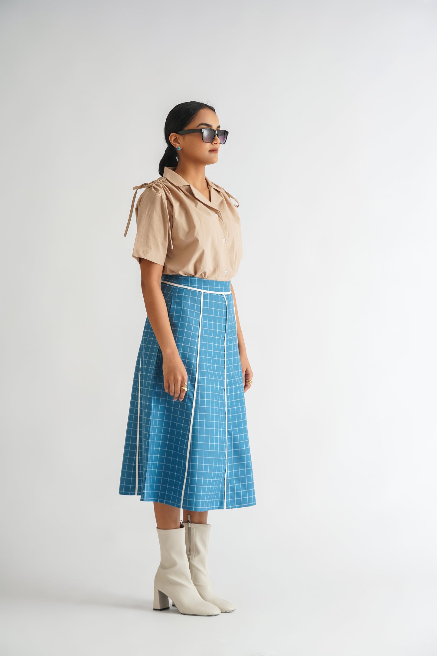Checkered Flare Skirt