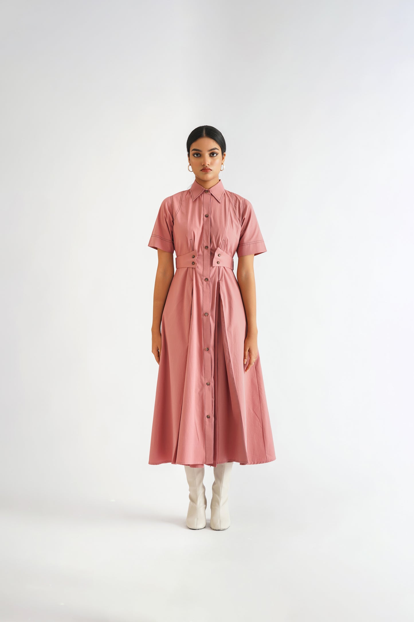 Tailored Stitchline Dress Pink