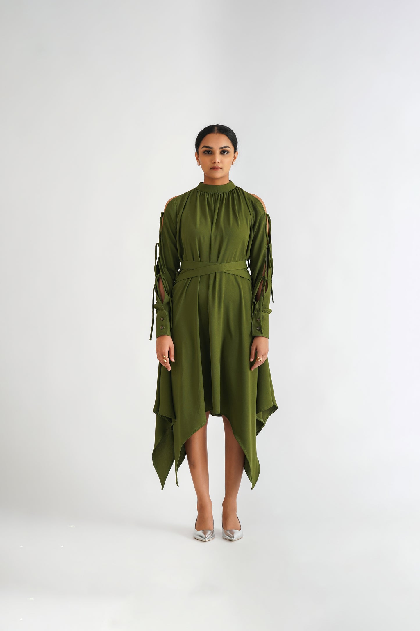 Cross Belt Dress Green