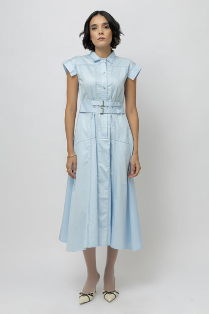 Broad Belt Dress Blue