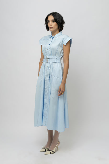 Broad Belt Dress Blue