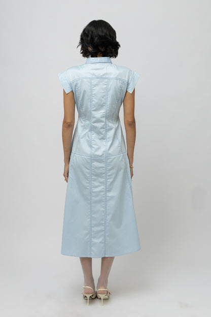 Broad Belt Dress Blue