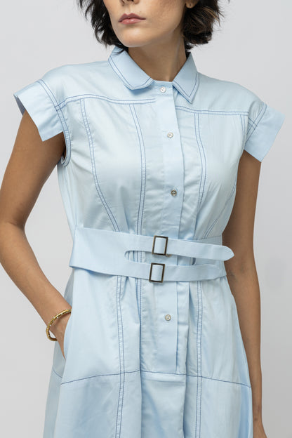 Broad Belt Dress Blue