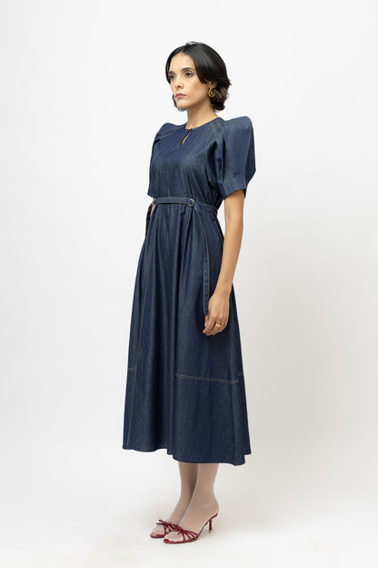 Defined Shoulder Dress Denim