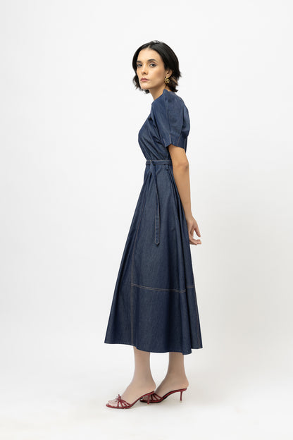 Defined Shoulder Dress Denim