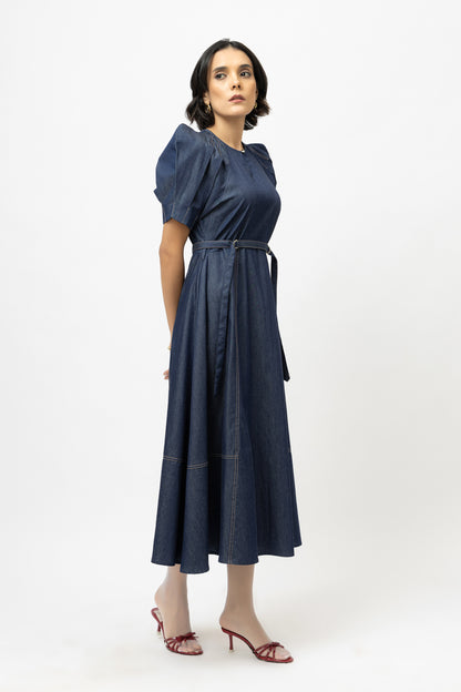 Defined Shoulder Dress Denim