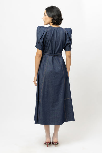 Defined Shoulder Dress Denim
