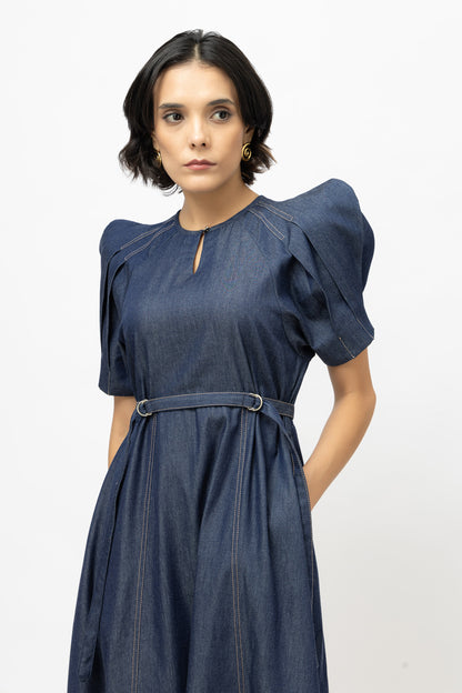 Defined Shoulder Dress Denim