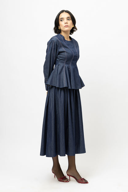 Gathered Skirt Denim