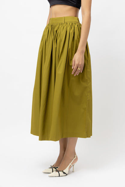 Contrast Belt Skirt set