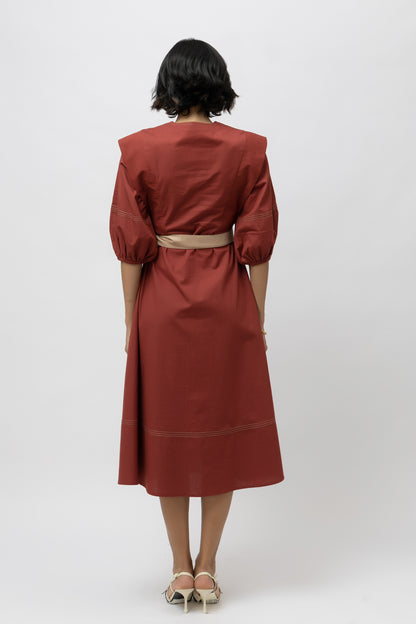 Utility Stitchline Dress Red