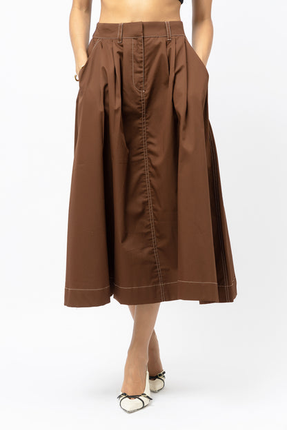 Stitchline Skirt Brown