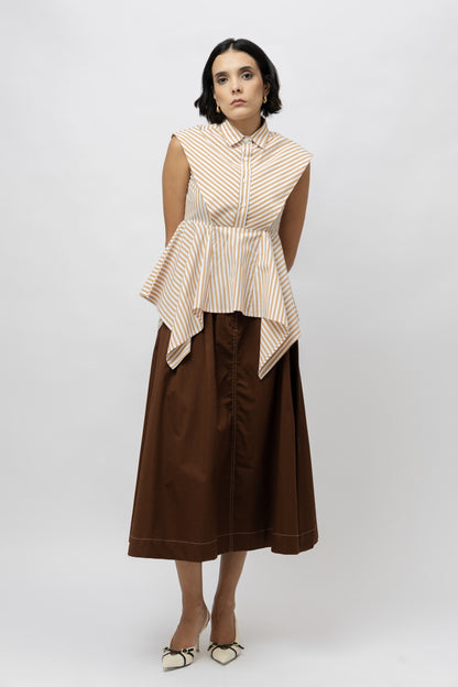 Stitchline Skirt Brown