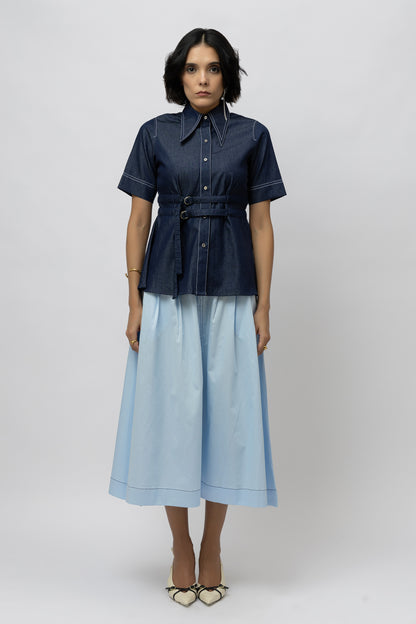 Stitchline Skirt Blue