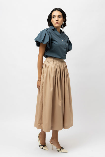 Gathered Skirt Beige