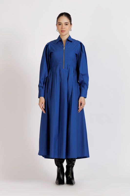 Pleated Zipper Dress