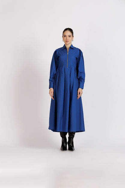 Pleated Zipper Dress