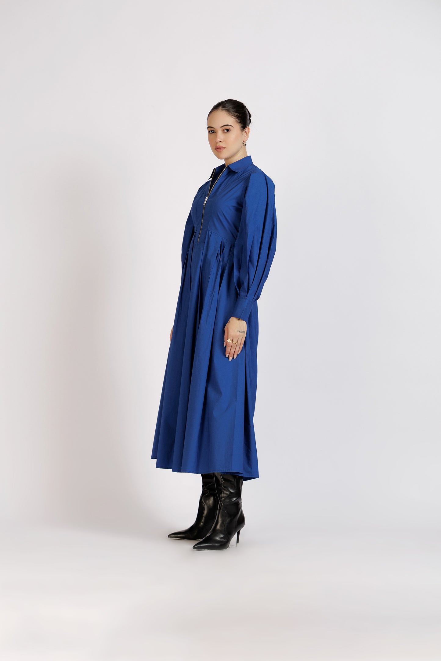 Pleated Zipper Dress