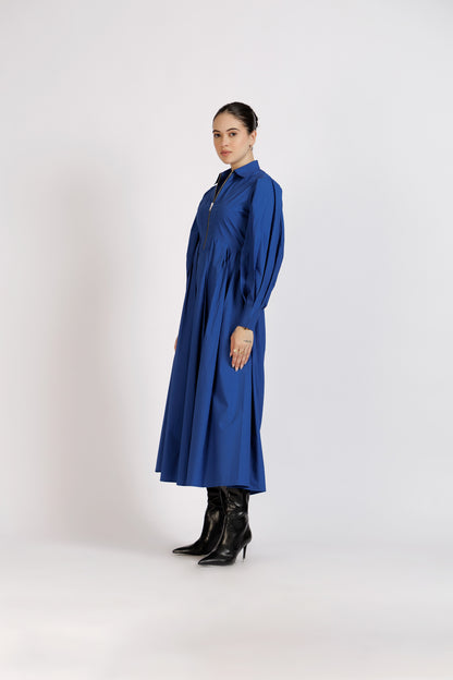 Pleated Zipper Dress