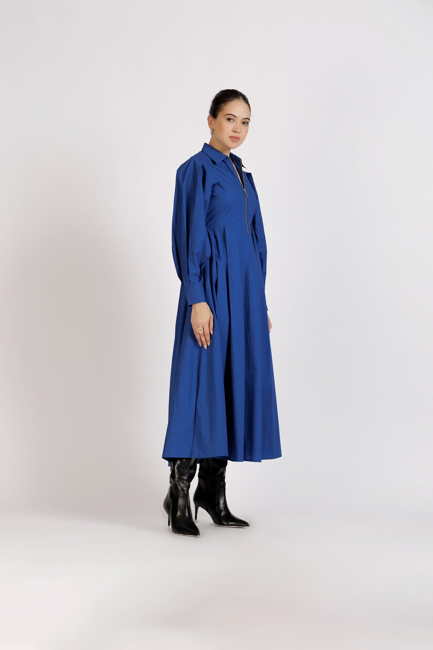 Pleated Zipper Dress