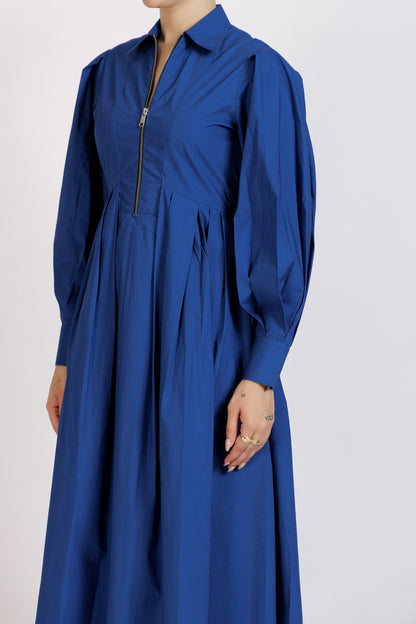 Pleated Zipper Dress