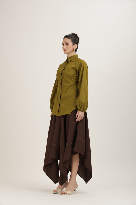 Olive Flared Stitchline Set