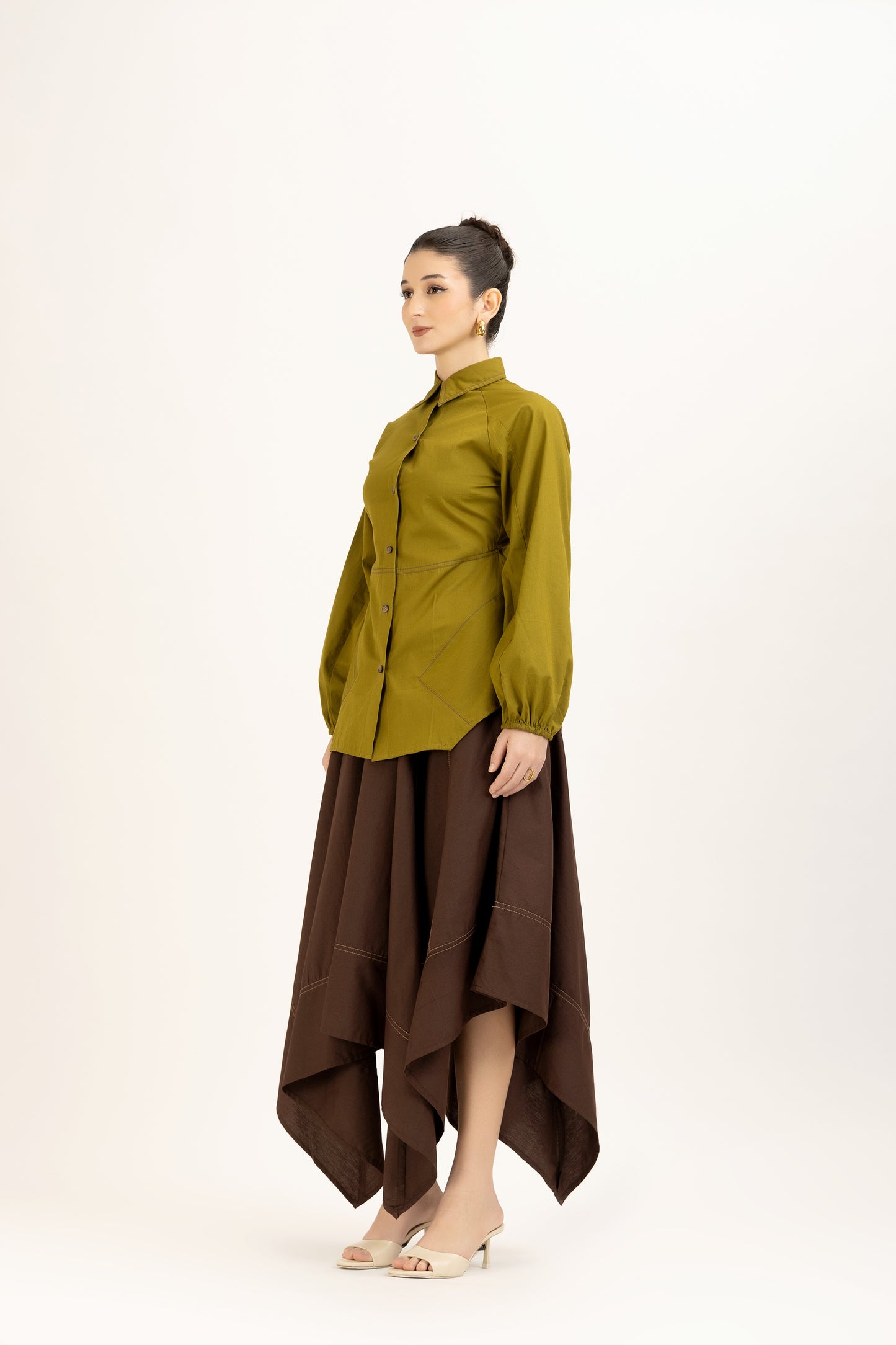 Olive Flared Stitchline Set