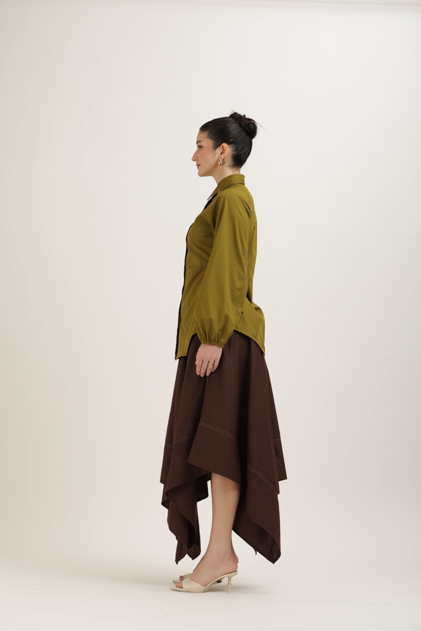 Olive Flared Stitchline Set