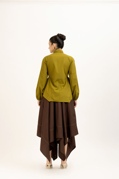 Olive Flared Stitchline Set