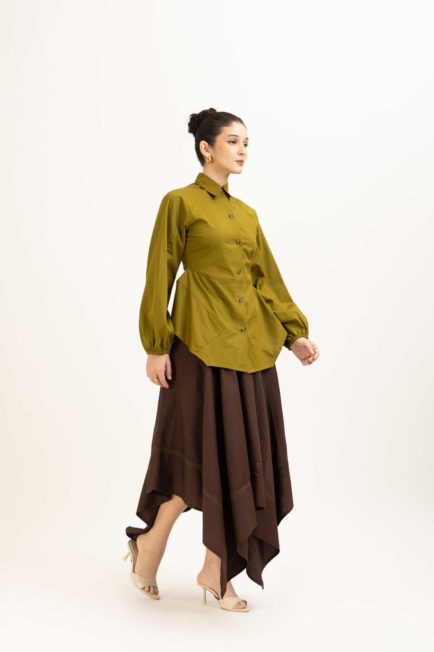 Olive Flared Stitchline Set