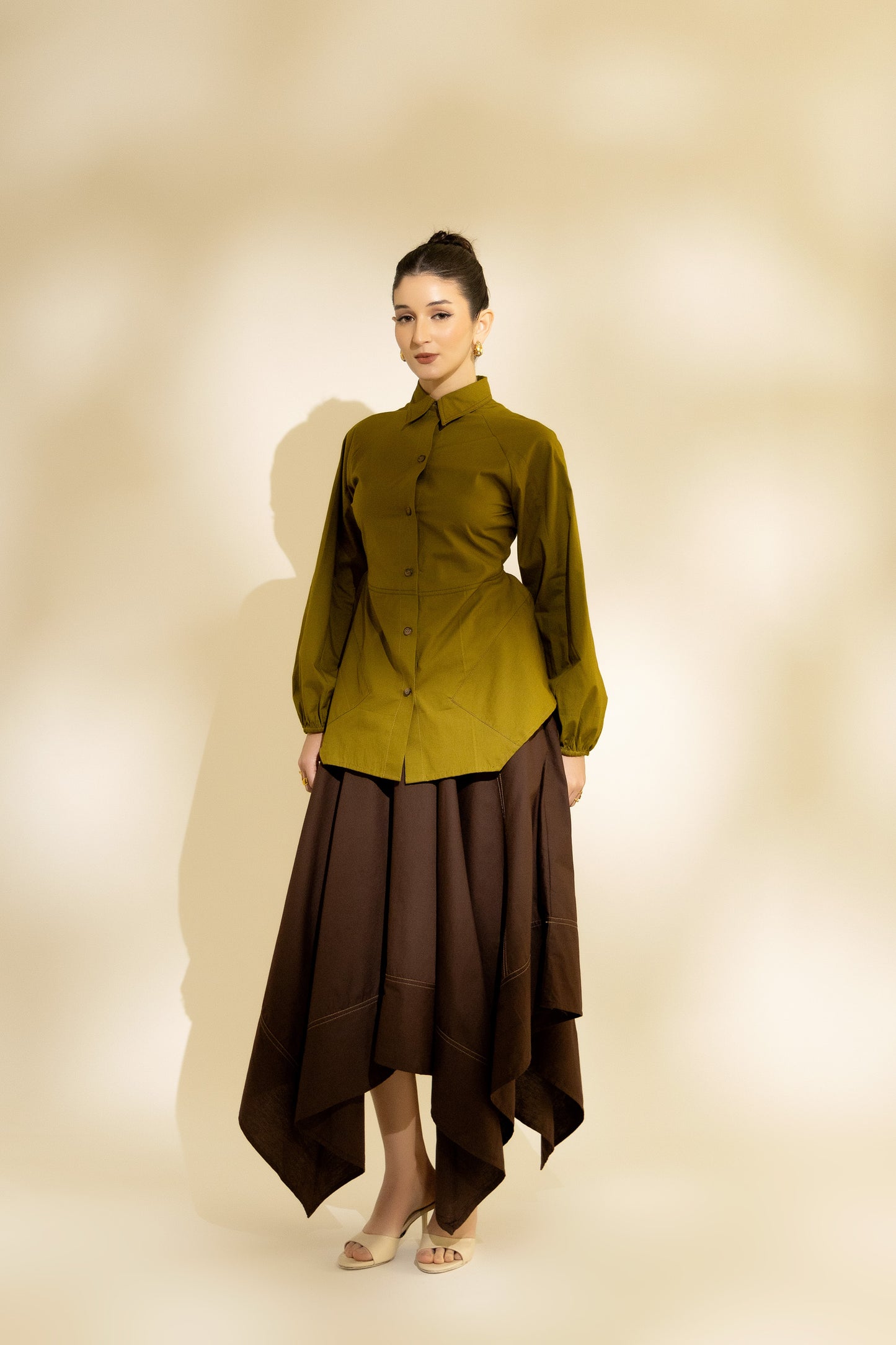 Olive Flared Stitchline Set