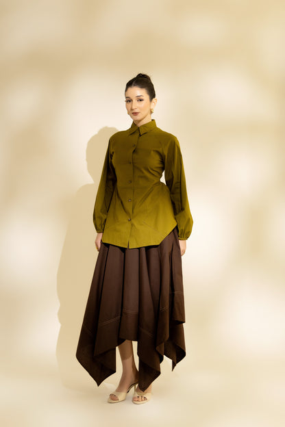 Olive Flared Stitchline Set