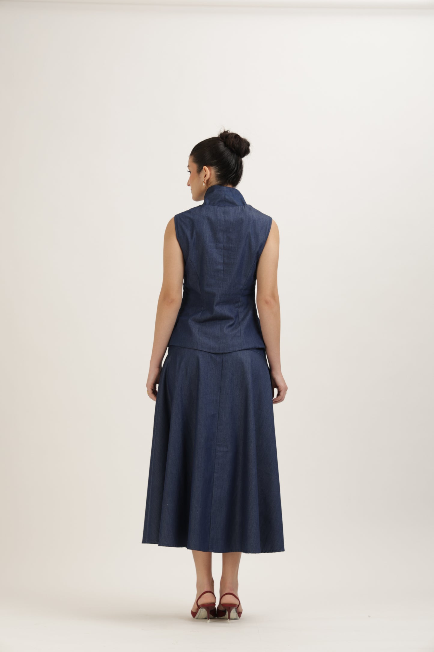 Denim Tailored Vest Set