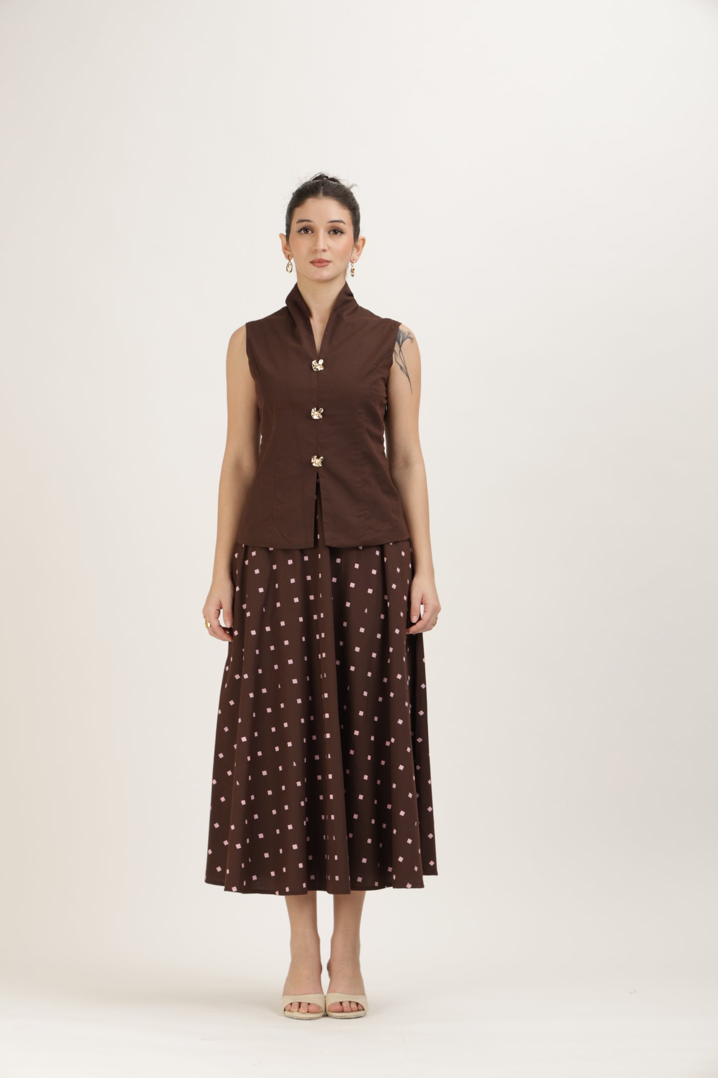 Brown Tailored Vest Set