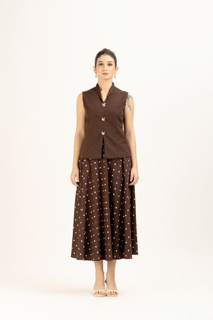 Brown Tailored Vest Set