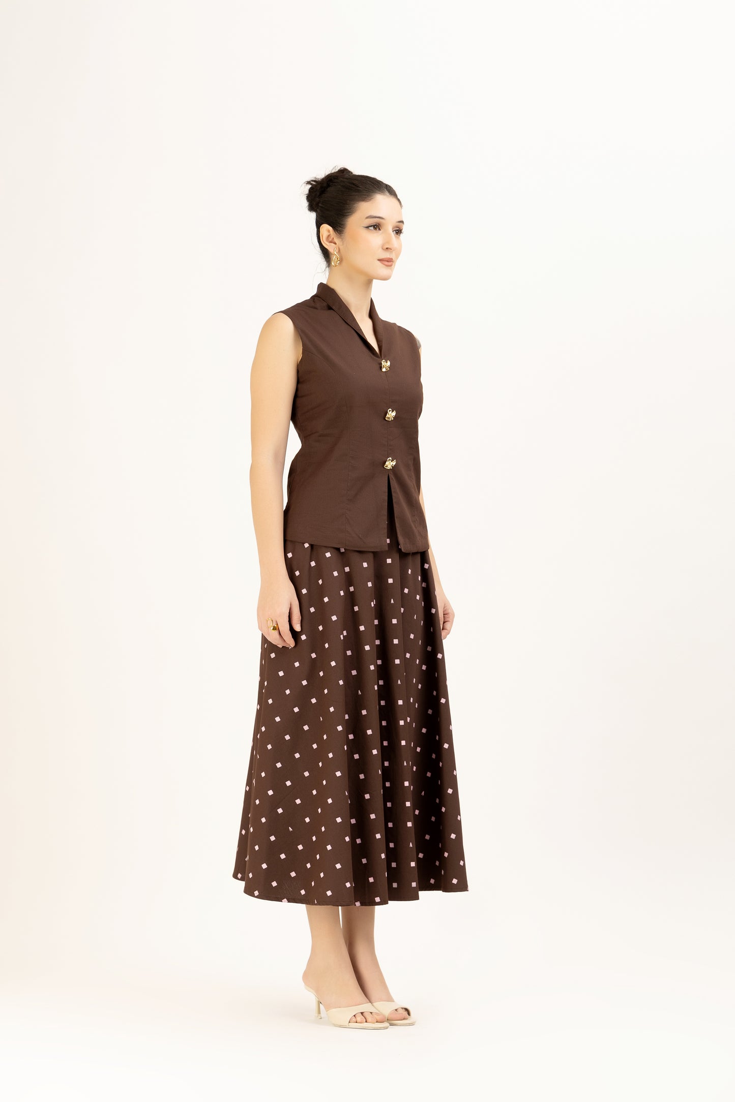 Brown Tailored Vest Set