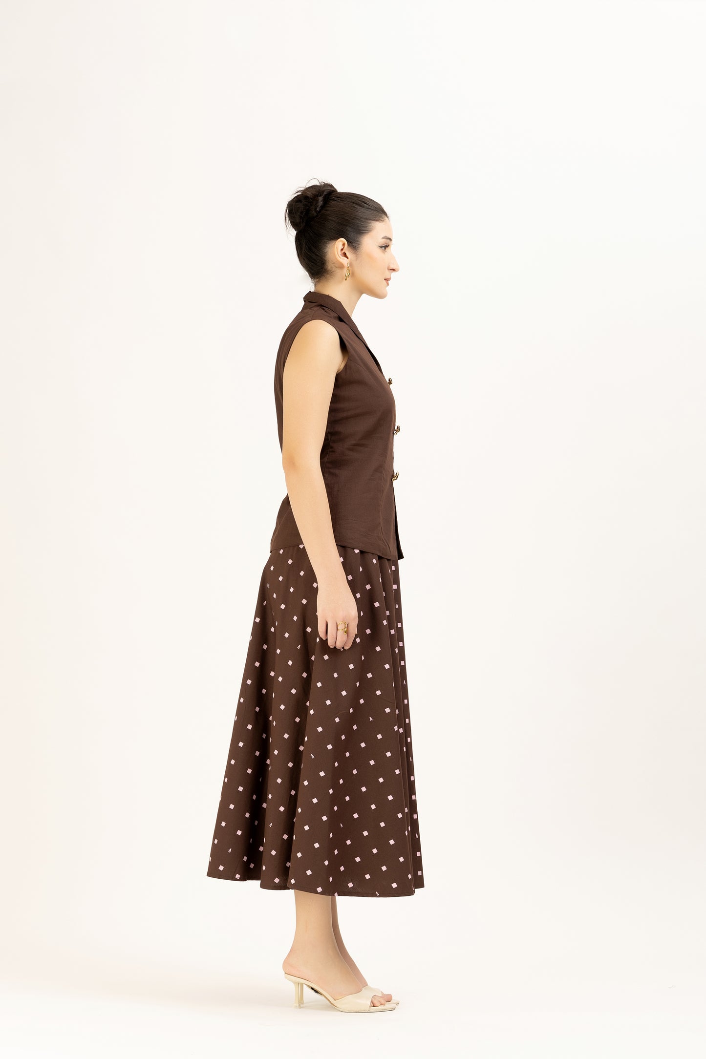 Brown Tailored Vest Set