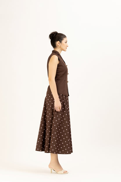Brown Tailored Vest Set