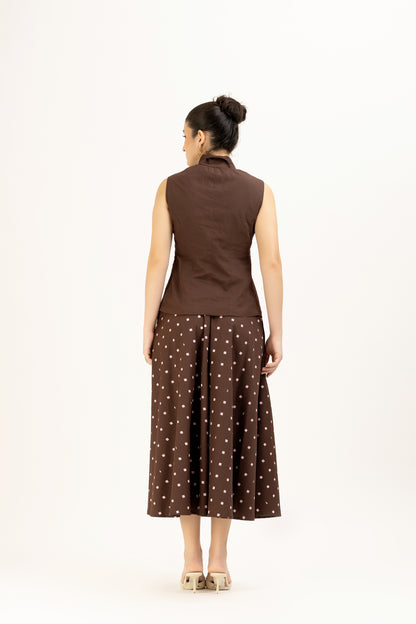 Brown Tailored Vest Set