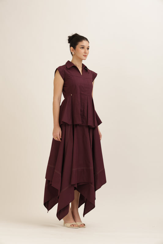 Pleated Hem Purple Set