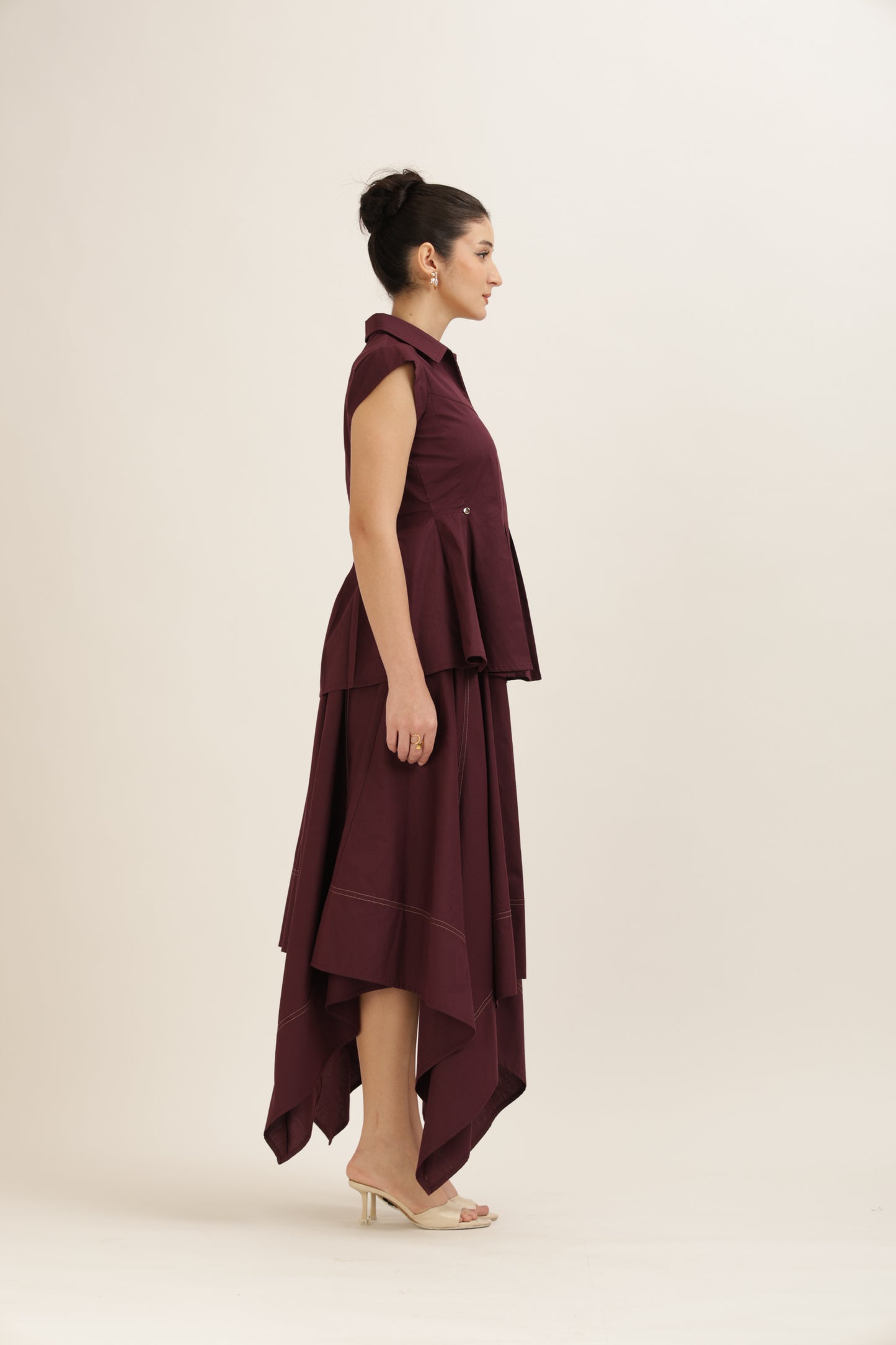 Pleated Hem Purple Set